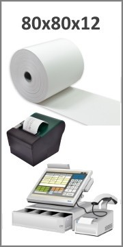 Bobine papier thermique 80x80x12 pour ticket de caisse - Longueur ~80 mètres - Sans BPA