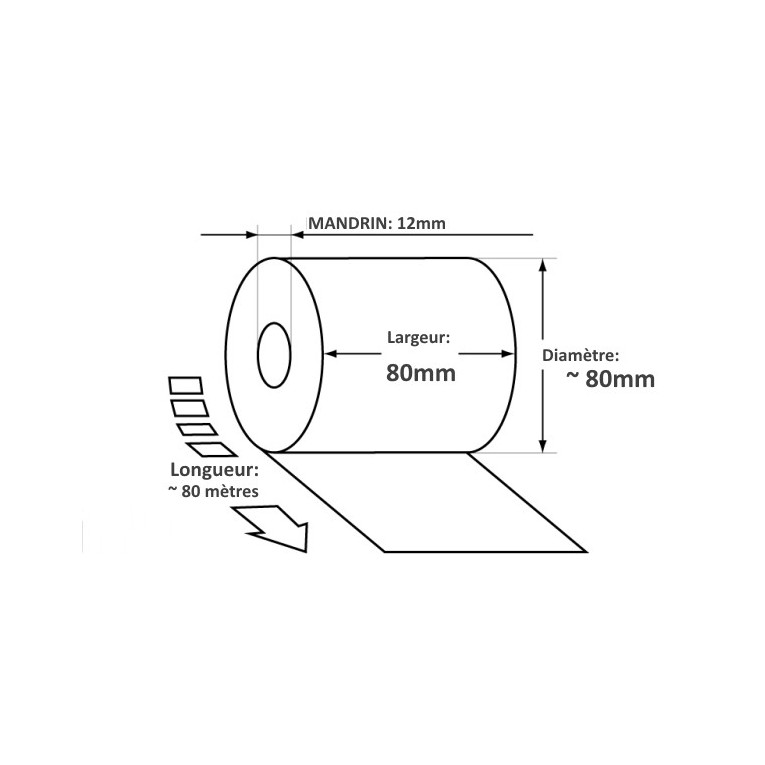 10 Bobine Papier Thermique SANS BISPHÉNOL 80 x 80 x 12 mm SANS BISPHÉNOL A rouleaux  thermique 80x80x12 pour ticket de caisse imprimante thermique caisse  enregistreuse thermique au norme CEE : : Fournitures de bureau